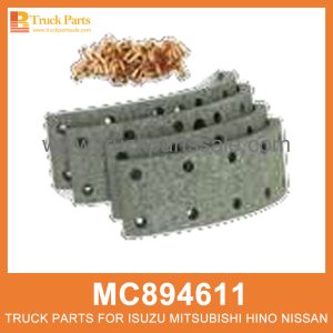 Lining Set Brake 110mm width set of 4 pcs MC894611 MK449267 for Mitsubishi truck Freno de ajuste de revestimiento بطانة مجموعة الفرامل