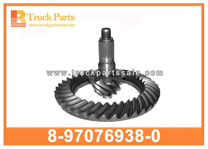 Final Differential Crown Pinion Gear Set 8-97076938-0 8970769380 8-97076-938-0 for ISUZU NPR NQR ELF truck 4HF1 Conjunto de engranajes de pi ??n de corona diferencial final